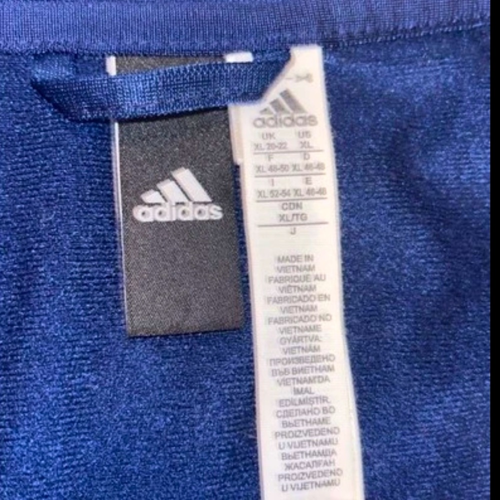 Vintage Adidas Running Track Jacket Full Zip Blue W/3 White Strips Pockets Uni - Picture 6 of 7